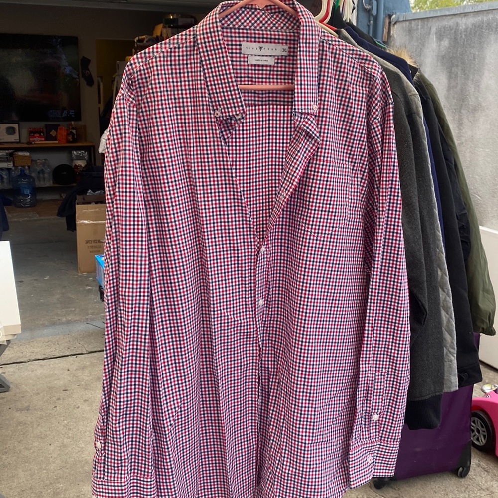 Red white and blue five four dress up  shirt